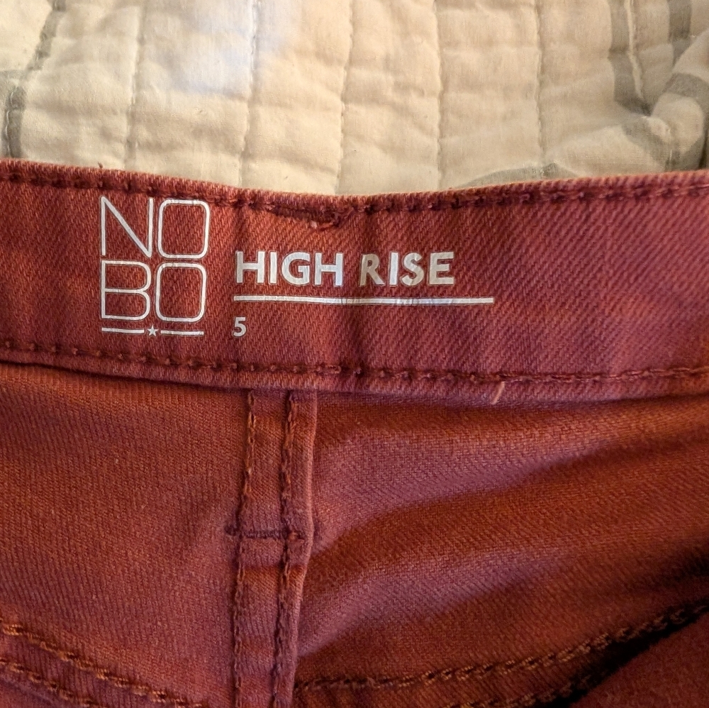 NOBO Rust Red High Rise Button Fly Shorts - Picture 3 of 4